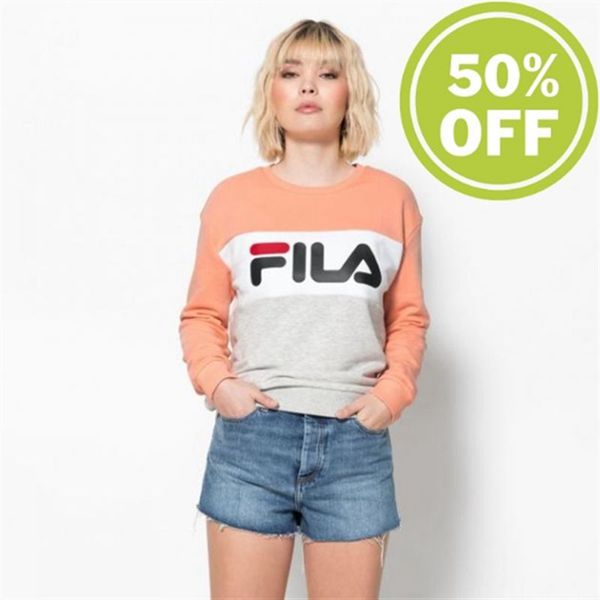 Moletons Fila Mulher Luz Cinzentas/Branco - Fila Leah Crew Shirt Light Portugal Online,REWJ-81953